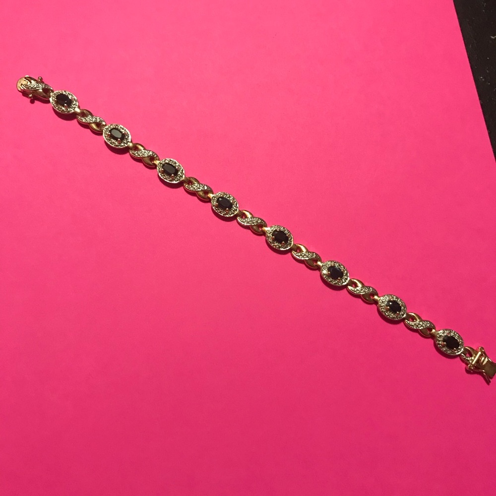 Beautiful Gold Plated Silver Onyx Bracelet